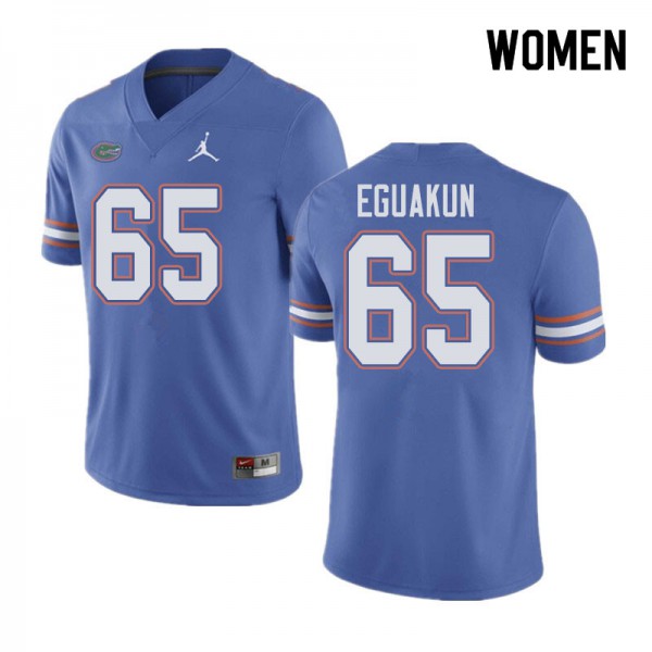 Jordan Brand Women #65 Kingsley Eguakun Florida Gators College Football Jersey Blue